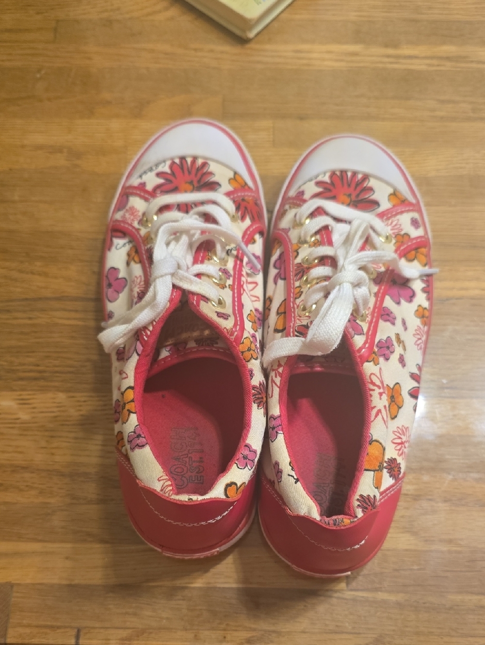 Coach Floral Canvas Sneakers in White, Pink and Orange